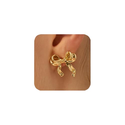 Ohrstecker Mit Schleife für Damen, 14K Gold Schleife Hypoallergene Ohrstecker Exquisiter Schmuck Geschenk für Frauen von Softfree