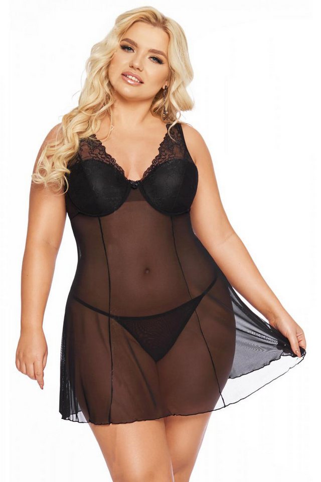 Softline Negligé Schwarzes XXL Dessous Chemise Plus Size Nachtkleid mit polster Cups tr Softline Negligé Schwarzes XXL Dessous Chemise Plus Size Nachtkleid mit polster Cups tr von Softline