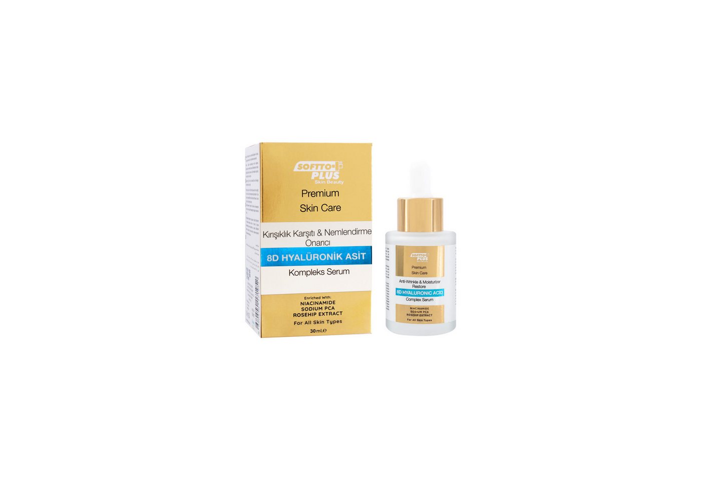 Softto Plus Anti-Falten-Serum Softto+Plus 8D Hyaluronik Säure Komplex Serum Anti-Aging-Pflege von Softto Plus