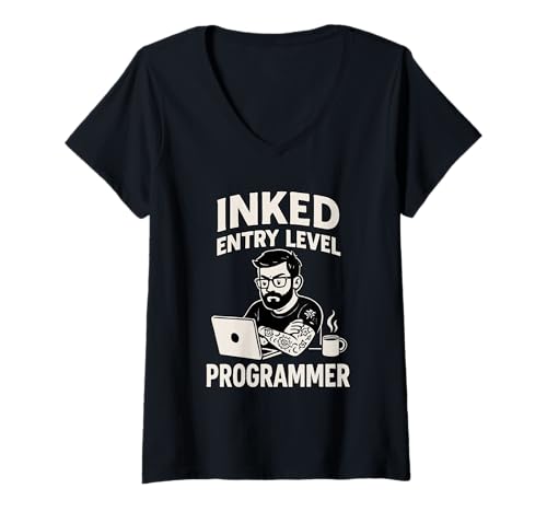 Damen Tätowierer Programmierer Programmierer Programmierung T-Shirt mit V-Ausschnitt Damen Tätowierer Programmierer Programmierer Programmierung T-Shirt mit V-Ausschnitt von Software Developer Tattooed Programmer Programming