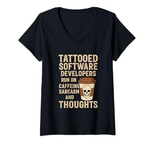 Damen Tätowierer Programmierer Programmierer Programmierung T-Shirt mit V-Ausschnitt Damen Tätowierer Programmierer Programmierer Programmierung T-Shirt mit V-Ausschnitt von Software Developer Tattooed Programmer Programming
