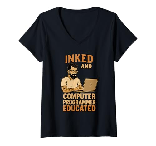 Damen Tätowierer Programmierer Programmierer Programmierung T-Shirt mit V-Ausschnitt Damen Tätowierer Programmierer Programmierer Programmierung T-Shirt mit V-Ausschnitt von Software Developer Tattooed Programmer Programming