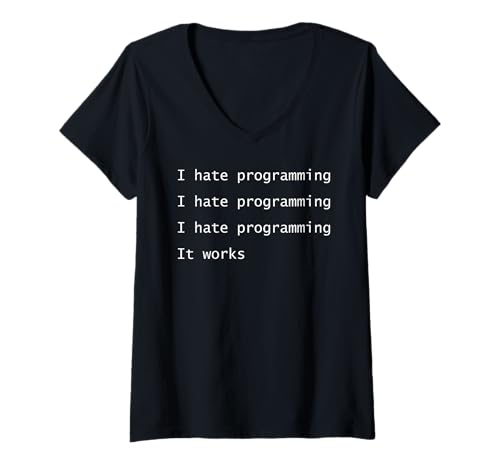 Damen Lustiger Programmierer Coding Debugging Geek Humor T-Shirt mit V-Ausschnitt Damen Lustiger Programmierer Coding Debugging Geek Humor T-Shirt mit V-Ausschnitt von Softwareentwickler IT-Experten Code-Fans