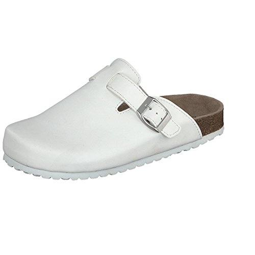 Softwaves 276 111 Unisex Damen Herren Clog weiß Leder Innensohle (37, White) von Softwaves