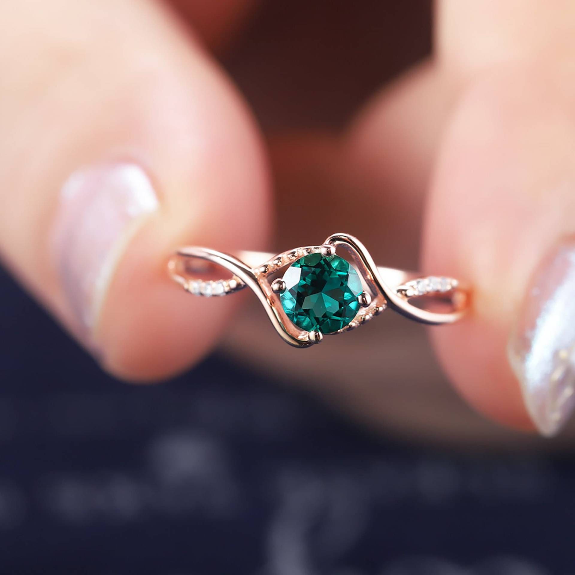 Vintage Smaragd Verlobungsring, Zweig Versprechen Gold Ring, Einzigartiger Grüner Ehering, Mai Birthstone Jahrestag Braut Ring von SofunJewelry