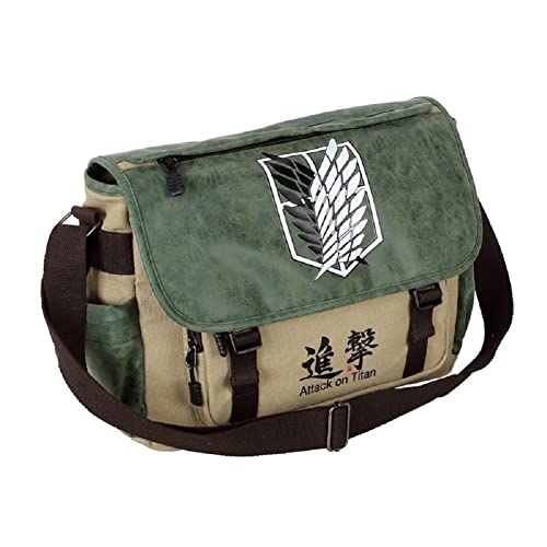 Sohaon Anime Canvas Schultertasche Student Crossbody Umhängetasche Daypack Laptop Bag Büchertasche mit breitem Schultergurt AOT von Sohaon