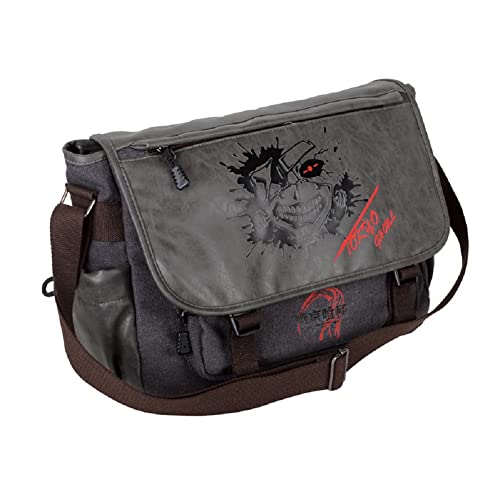 Sohaon Anime Canvas Schultertasche Student Crossbody Umhängetasche Daypack Laptop Bag Büchertasche mit breitem Schultergurt Tokyo Ghoul von Sohaon