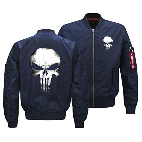 Sohaon Jungen Bomberjacke Punisher Skull College Jacke Piloten Kapuzenjacke Sweatjacke Punish Hoodie Outdoor Übergangsjacke Navy,4XL von Sohaon
