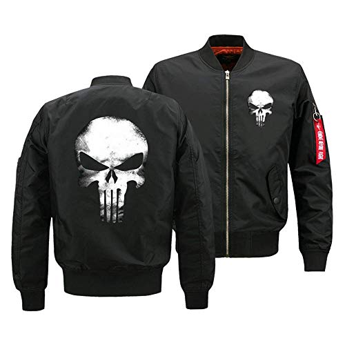 Sohaon Jungen Bomberjacke Punisher Skull College Jacke Piloten Kapuzenjacke Sweatjacke Punish Hoodie Outdoor Übergangsjacke Schwarz,4XL von Sohaon