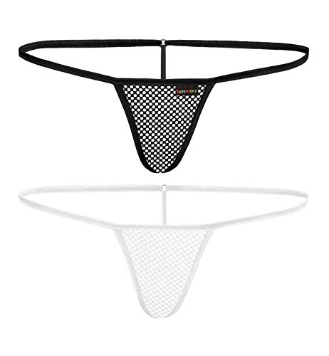 Sohimary 104 Damen Set 2 Mini Netz Strings Tanga XS S M 32 34 36 38 Schwarz Weiß von Sohimary