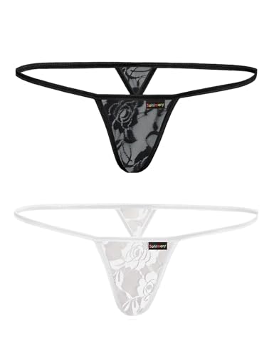Sohimary 105 Damen Set 2 Mini Spitze String Tanga XS S M 32 34 36 38 Schwarz Weiß von Sohimary
