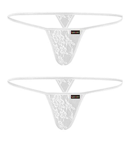 Sohimary 106 Damen Set 2 Mini Spitze Strings Tanga XS S M 32 34 36 38 Weiß von Sohimary