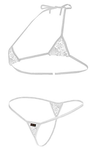 Sohimary 225 Damen Mini Spitze String Tanga Bikini XS S M 32 34 36 38 Weiß von Sohimary