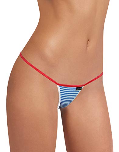 Sohimary 402 Damen Mini Farbig Streifen String Tanga 32 34 36 38 XS S M Blau Weiß Rot von Sohimary