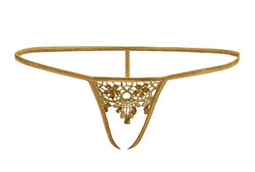 Sohimary 476 Damen Mini Offen Spitze String Tanga 32 34 36 38 XS S M Gold von Sohimary