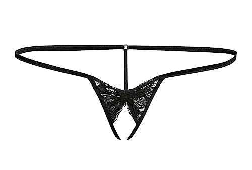 Sohimary 485 Damen Mini Offen Spitze String Tanga 32 34 36 38 XS S M Schwarz von Sohimary