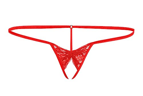 Sohimary 487 Damen Mini Offen Spitze String Tanga 32 34 36 38 XS S M Rot von Sohimary