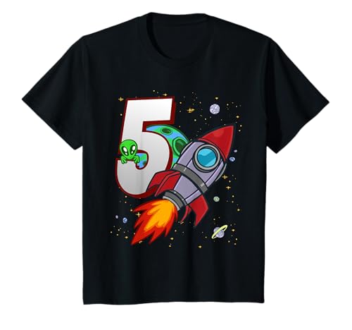 Kinder I'm 5 Alien Space Rocket 5. Geburtstagsparty Für Den Sohn T-Shirt von Sohn Kinder Geburtstag Geschenk Jungen Mädchen