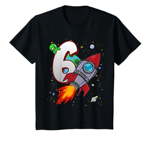 Kinder I'm 6 Alien Space Rocket 6. Kindergeburtstagsfeier Für Den T-Shirt von Sohn Kinder Geburtstag Geschenk Jungen Mädchen