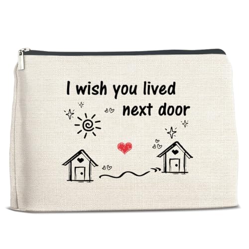 Best Friends Make-up-Tasche, Freundschaftsgeschenke für Frauen Bestie BFF, I Wish You Lived Next Door Kosmetiktasche Make-up-Tasche, Polychrome, 10 x 7 inches von Soiceu