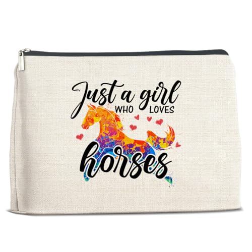 Pferde-Geschenke für Mädchen, Geschenke für Pferdeliebhaber, Mädchen, lustige Pferde, Geschenke, Make-up-Tasche für Mädchen, Teenager, Mädchen, Schwester, Tochter, BFF, Enkelin, Just a Girl Who Loves von Soiceu