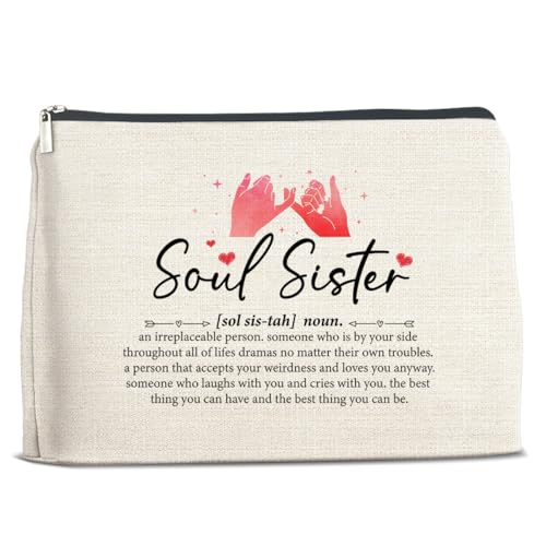 Soul Sister Make-up-Tasche, Freundschaftsgeschenke für Frauen Freunde Bestie BFF, Soul Sister Geschenke, Soul Sister Definition Kosmetiktasche Make-up-Tasche, Polychrome, 10 x 7 inches von Soiceu