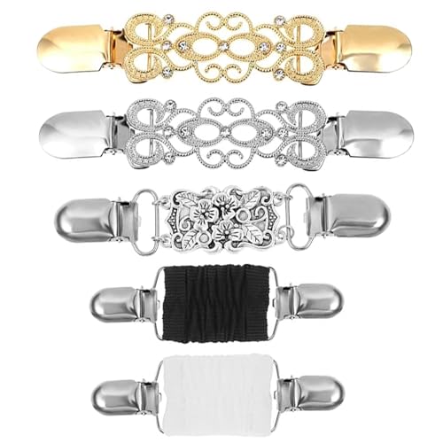 Soiftra 5 Stück Clips für Kleidung,Cinch Clip,Cardigan-Clip,Pullover Clips,Shirt Clip,Flexibel Kleider Dehnbar Clip Ausschnitt Verkleinern Clip für Pullover,Strickjacken,Röcke,Schals und Jacken von Soiftra