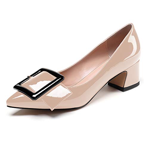 Frauen Middle Heels，Blockieren Sie High Heel Pumps，Slip On Pumps Schuhe，Spitzschuh Mittlere High Heels，5cm Party Hochzeitskleid Schuhe von Soireelady
