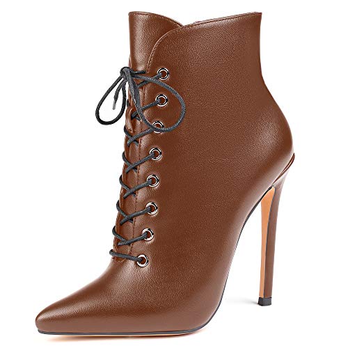 Sioreelady Damen Schnürstiefeletten mit Spitzem Zeh, Kurze Stiefeletten mit Animal Print, Seitlicher Reißverschluss Winter Bootie, 12cm Stilettos Heel Boots Brown Matt EU46 Sioreelady Damen Schnürstiefeletten mit Spitzem Zeh, Kurze Stiefeletten mit Animal Print, Seitlicher Reißverschluss Winter Bootie, 12cm Stilettos Heel Boots Brown Matt EU46 von Soireelady