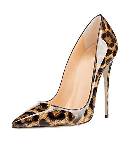 Soireelady Damen High Heels,Sexy Leopard Stiletto Schuhe,Geschlossener Spitze Pumps Leopard Große 40 von Soireelady