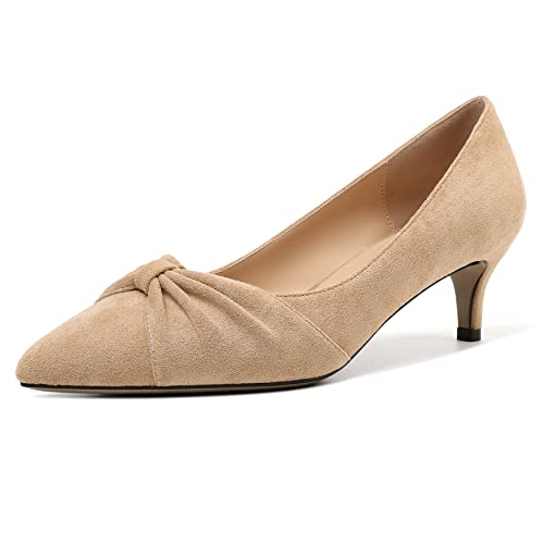 Soireelady Damen Kätzchen Fersenpumpen Mid Fersenpumpen Schuhe mit niedriger Absatz für Damen Mid Fersenschuhe für Frauen Beige EU 37 von Soireelady