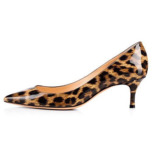 Soireelady Damen Kitten Heel Pumps Pointed Toe Klassische Schuhe Leopard Size 39 von Soireelady