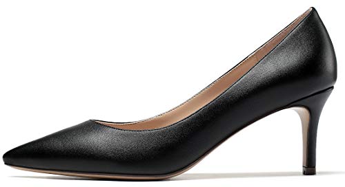 Soireelady Damen Klassische Pumps Slip On Stöckelschuhe mit Spitzen Zehen Hohen Absätzen Matt Schwarz EU41 von Soireelady