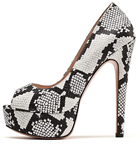 Soireelady Damen Peep Toe Pumps,Thick Plateau Pumps,Stiletto High Heel Pumps,Elegant Party Hochzeit Schuhe EU43 Schlange Soireelady Damen Peep Toe Pumps,Thick Plateau Pumps,Stiletto High Heel Pumps,Elegant Party Hochzeit Schuhe EU43 Schlange von Soireelady