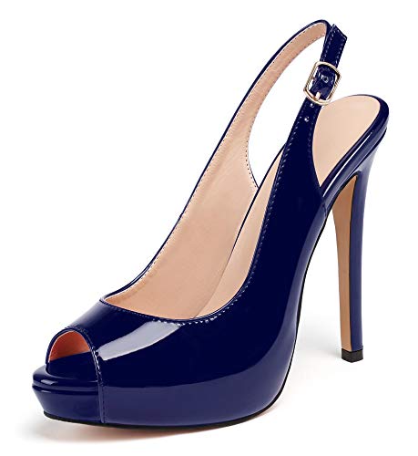 Soireelady Damen Plateau Peeptoe Stiletto High Heels Mode Lackleder High Heels für Hochzeitskleidn EU45 Marine Soireelady Damen Plateau Peeptoe Stiletto High Heels Mode Lackleder High Heels für Hochzeitskleidn EU45 Marine von Soireelady