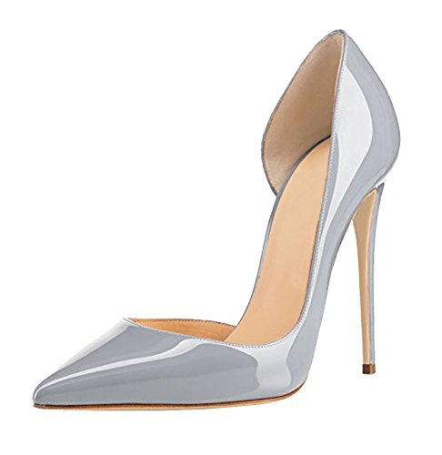 Soireelady Damen Pumps,Cut Out Schuhe,Stilettos High Heels,Spitze Zehe Pumps Grau EU45 von Soireelady