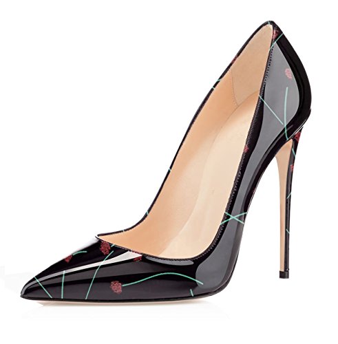 Soireelady Damen Pumps,Lackabsatz High Heels,Klassische Damen Pumps,Herbst Winter Pumps Schwarz-F 41 von Soireelady