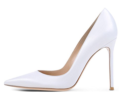 Soireelady Damen Pumps Spitz Zehe High Heels Stilettobsatz Schuhe Pumps Matte White 40 von Soireelady