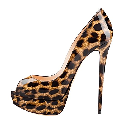 Soireelady Damen Pumps Stilettos High Heels Plateau Abend Schuhe Sexy Leopard EU39 von Soireelady