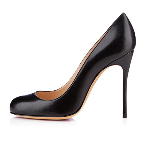 Soireelady Damen Runde Zehen Hoch Absatz Pumps,High Heels Damenschuhe,Geschlossene Klassische Schuhe Schwarz EU39 von Soireelady
