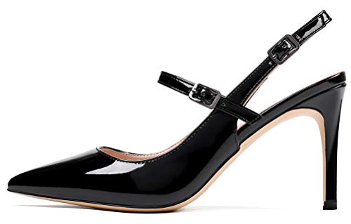 Soireelady Damen Slingback Pumps,8cm Spitz Zehe Stiletto Heel,Elegant Office Pumps,Sommer Slingback Schue Stilettos Absatz Pointed Toe Sandalen von Soireelady