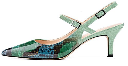 Soireelady Damen Slingback Pumps,Spitz Zehe Kitten Heel,Elegant Office Pumps,Sommer Slingback Schue Kitten Absatz Pointed Toe Pumps von Soireelady