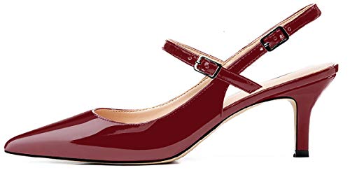 Soireelady Damen Slingback Pumps,Spitz Zehe Kitten Heel,Elegant Office Pumps,Sommer Slingback Schue Kitten Absatz Pointed Toe Pumps von Soireelady