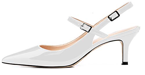 Soireelady Damen Slingback Pumps,Spitz Zehe Kitten Heel,Elegant Office Pumps,Sommer Slingback Schue Kitten Absatz Pointed Toe Pumps von Soireelady