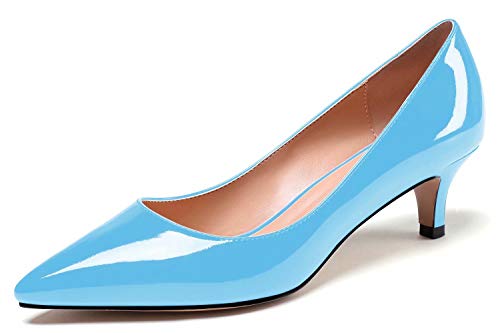 Soireelady Damen Spitzschuh Kitten Mid High Heels, Comfort Slip On, Pumps für Hochzeitsbürokleid, 5cm Pumps mit Absatz Hellblau EU35 von Soireelady