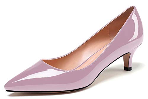 Soireelady Damen Spitzschuh Kitten Mid High Heels, Comfort Slip On, Pumps für Hochzeitsbürokleid, 5cm Pumps mit Absatz Helles Lila EU41 von Soireelady