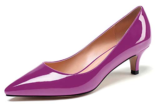 Soireelady Damen Spitzschuh Kitten Mid High Heels, Comfort Slip On, Pumps für Hochzeitsbürokleid, 5cm Pumps mit Absatz Lila EU40 von Soireelady