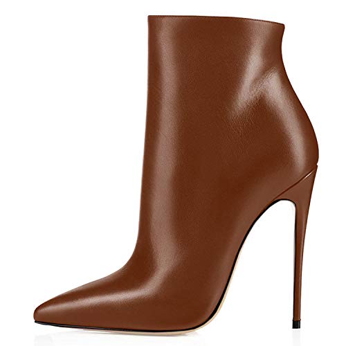 Soireelady Damen Winterstiefel Stiletto Zipper High Heels Short Shoe Ankle Boots | 12cm hohe Absätze | Spitzschuh Stiefel mit kurzem Schaft und Absätzen von Soireelady