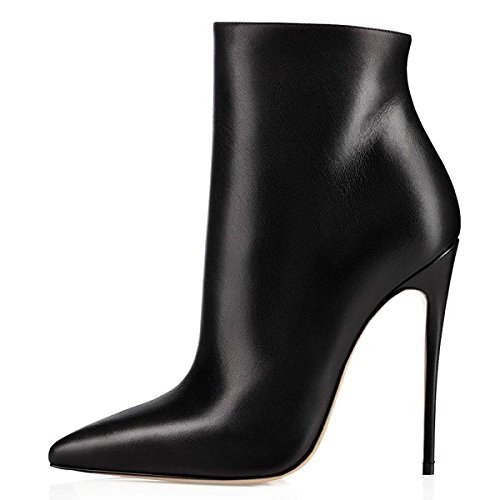 Soireelady Damen Winterstiefel Stiletto Zipper High Heels Short Shoe Ankle Boots | 12cm hohe Absätze | Spitzschuh Stiefel mit kurzem Schaft und Absätzen von Soireelady