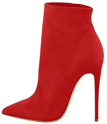 Soireelady Damen Winterstiefel Stiletto Zipper High Heels Short Shoe Ankle Boots | 12cm hohe Absätze | Spitzschuh Stiefel mit kurzem Schaft und Absätzen von Soireelady